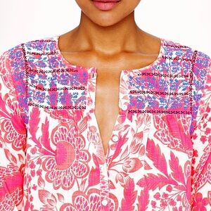 J.Crew pink embroidered boho‎ cotton top size 4